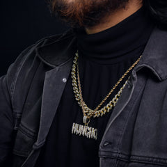 Drip Huncho Word Pendant 24" Rope Chain Hip Hop Style 18k Gold Plated