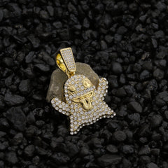 Emoji Ghost Pendant 4mm 24" Rope Chain 18k Gold Plated