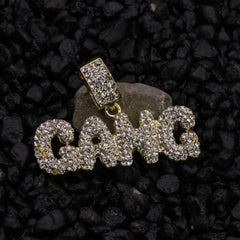 Gang Word Pendant 24" Rope Chain Hip Hop Style 18k Gold Plated