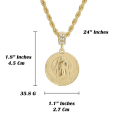 Plain Guadalupe Octogon Pendant Rope Chain Men's Hip Hop 18k Jewelry Necklace Choker