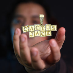 Hip Hop Iced Lab Diamond 18k Gold plated Cactuss Cube Charm Pendant