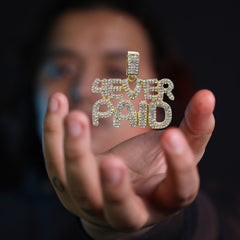 Hip Hop Iced Lab Diamond 18k Gold plated 4 EVER PAID Charm Pendant