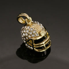 14k Gold Plated Hip-Hop Cz Football Helmet Pendant 20" Choker Rope Chain Necklace