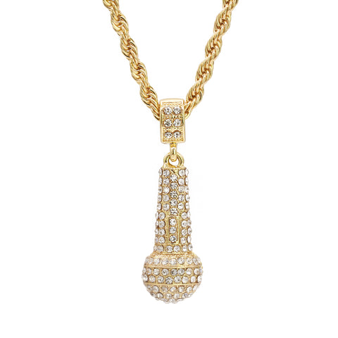 Microphone Pendant 24" Rope Chain Hip Hop 18k Jewelry