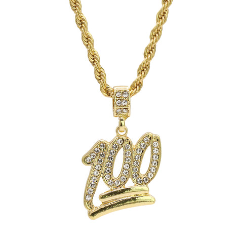 100 Emoji Pendant 24" Rope Chain Hip Hop 18k Jewelry