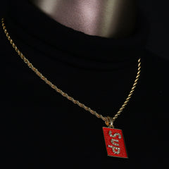 14k Gold Plated Hip-Hop Cz SUP Pendant 20" Choker Rope Chain Necklace