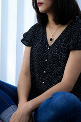 Black Round Women's Jade Chain Pendant Necklace