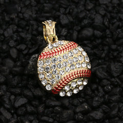 Baseball Charm Pendant 24" Rope Chain Hip Hop 18k Jewelry