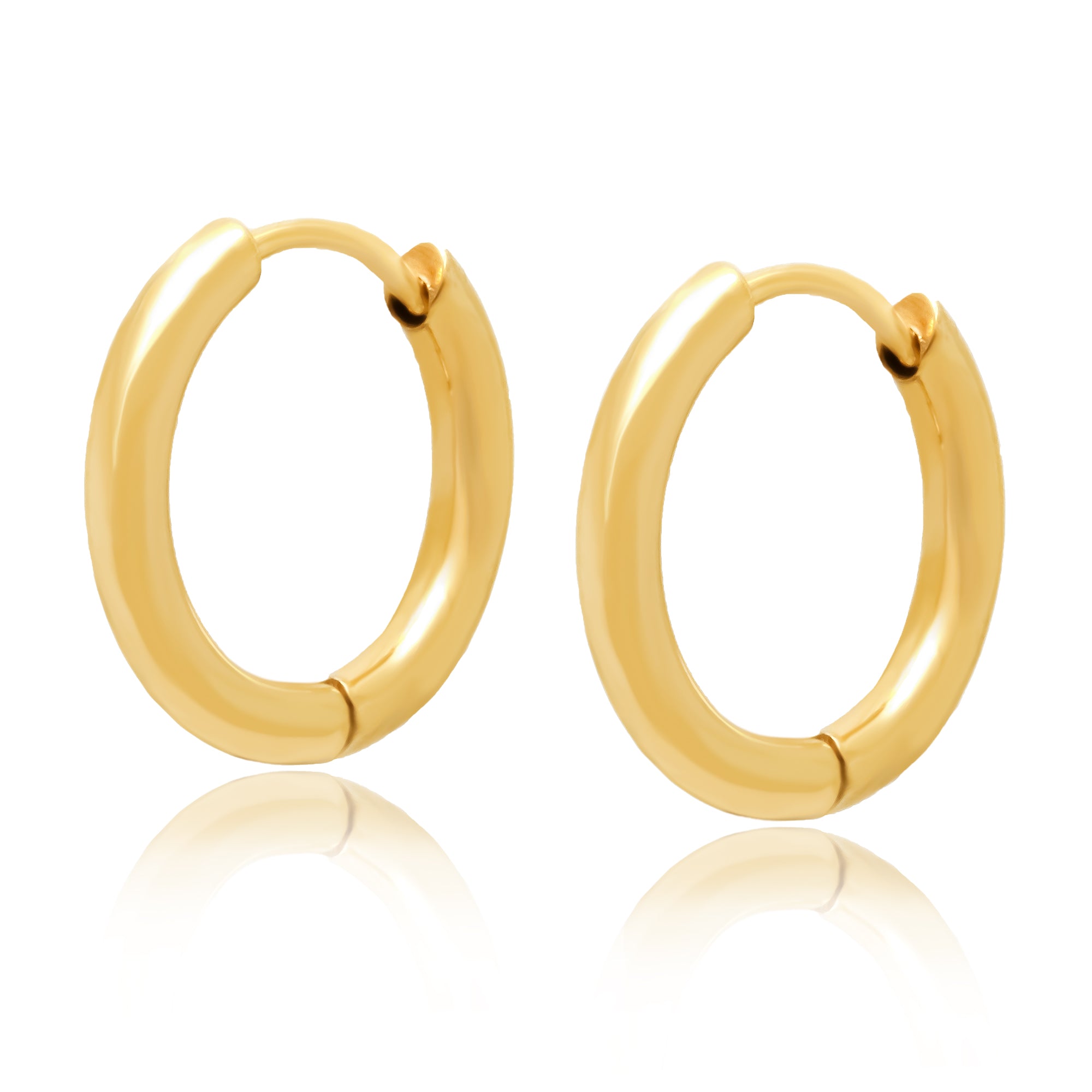 Gold Plated High Fashion Cuban Tennis Chains Mad Dog Face & Stainless Steel Huggie Hoop Thin Earrings