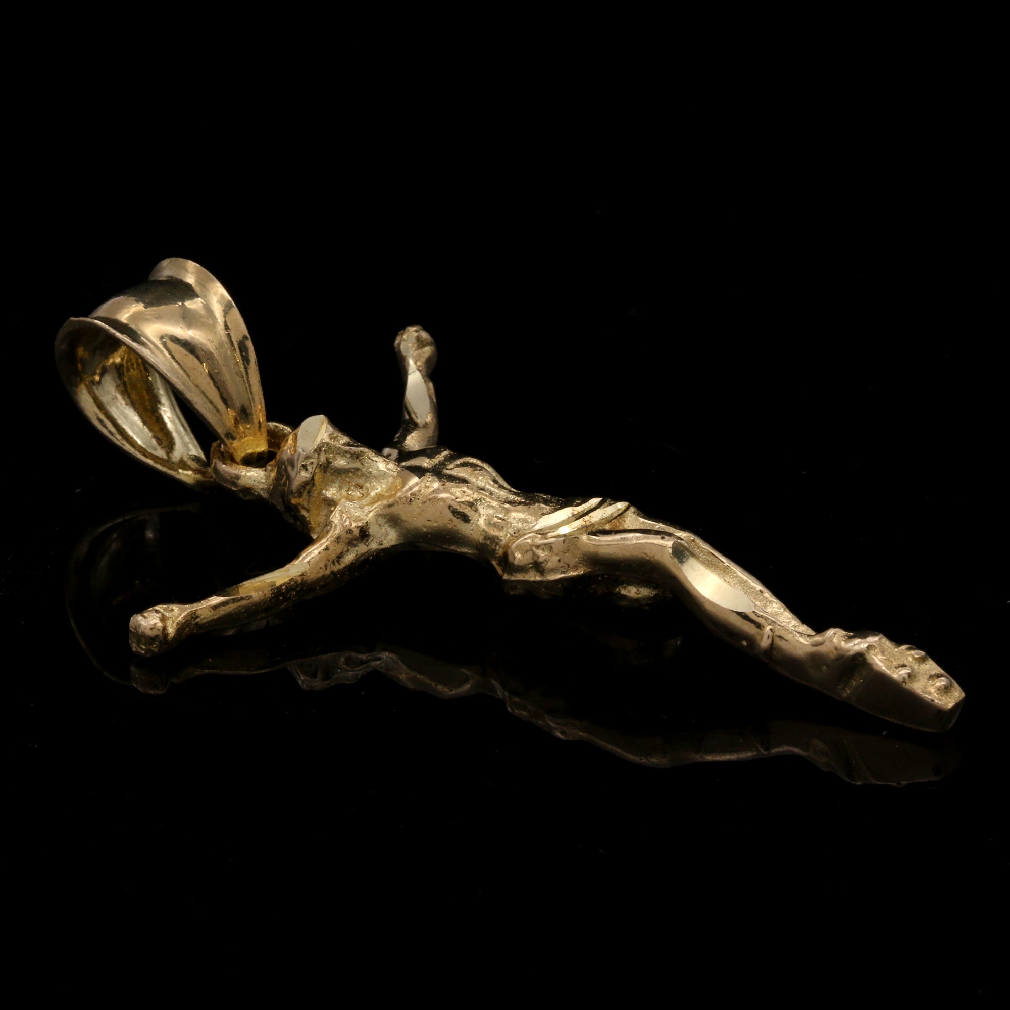 Jesus Crucifix Diamond Cut Pendant Cuban Chain 14k Gold PT
