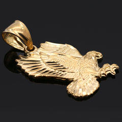 Eagle Diamond Cut Pendant Cuban Choker Chain 14k Gold Plated