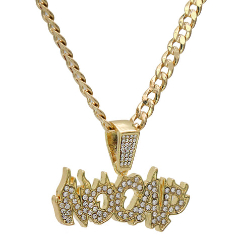 Fully Iced " NO CAP " Fire Letter 14k Gold PT Pendant / 6mm 24" inches Cuban Chain