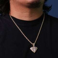 Cz D-Shape Pendant 24" Rope Chain Hip Hop 18k Jewelry Necklace