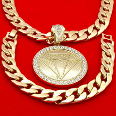 CUBAN CHAIN & BRACELET GOLD DIAMOND