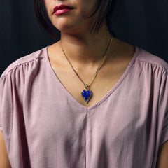 Blue Heart Women's Jade Chain Pendant Necklace