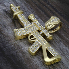 2 CUBAN CHAIN & GOLD AK-47 Necklace