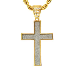 14k Gold Filled Stardust Cross Pendant 3 with Rope Chain