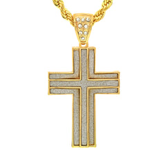 14k Gold Filled 3 Layer Stardust Cross Pendant with Rope Chain