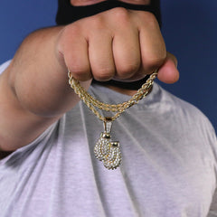 Boxing Gloves Pendant 24" Rope Chain Hip Hop 18k Jewelry