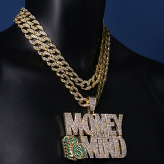3pc Set Huge Money On My Mind Gold Plated 18,20" Fully Cz Hip Hop Cuban Choker Chain