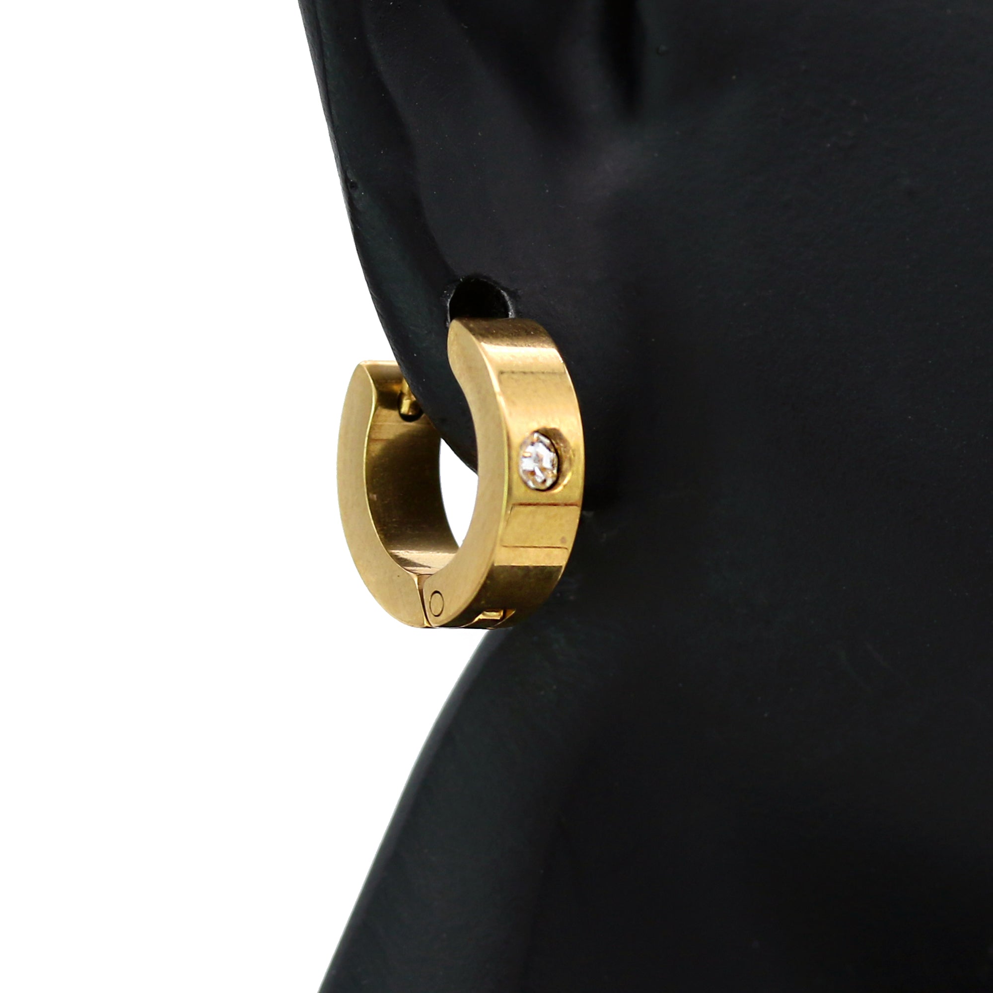 Gold Plated Hamsa Pendant 24" Rope Chain/Stainless Steel Huggie Hoop Cz Earrings 2pc Set
