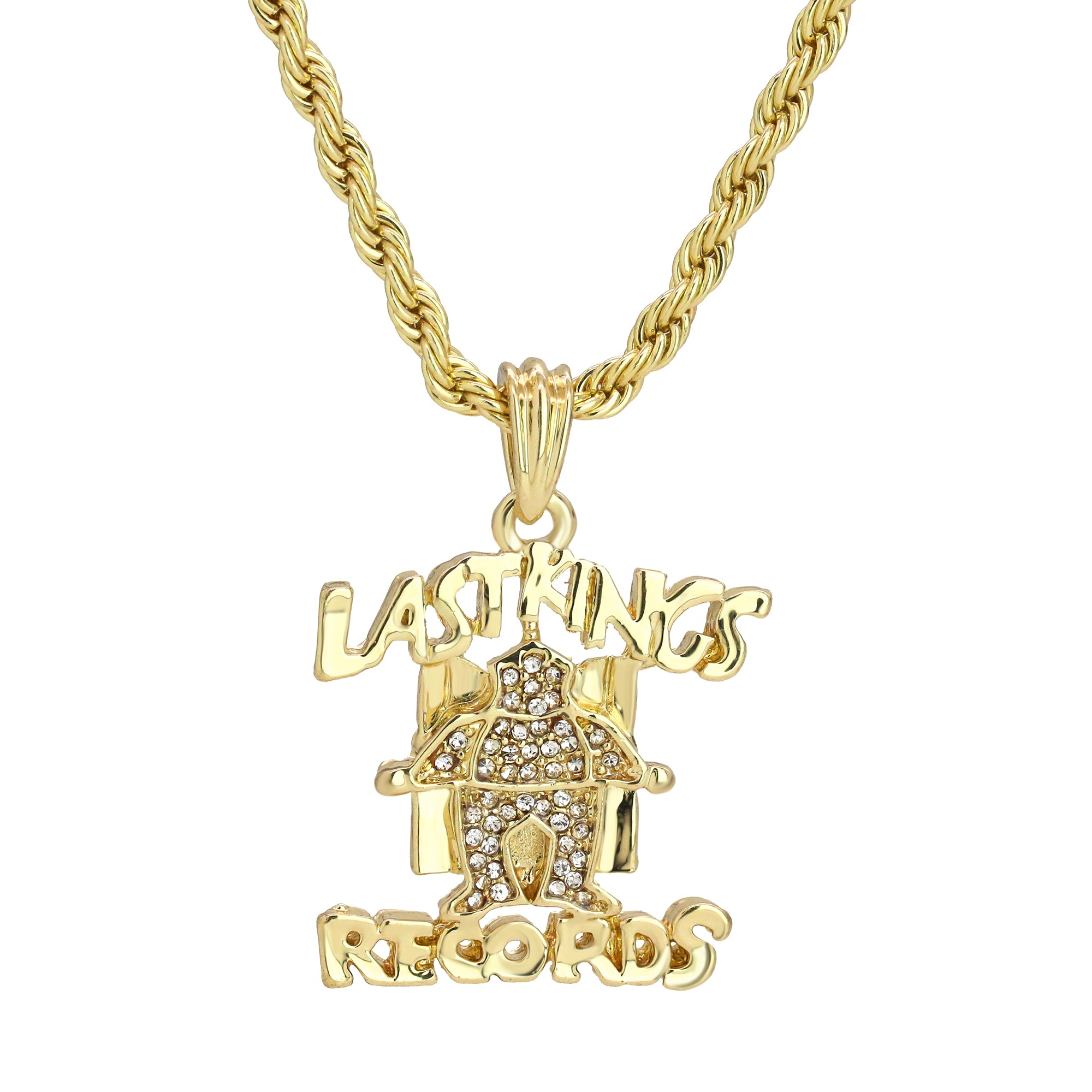 last King Iced Pendant 18K 24" Rope Chain Hip Hop Jewelry