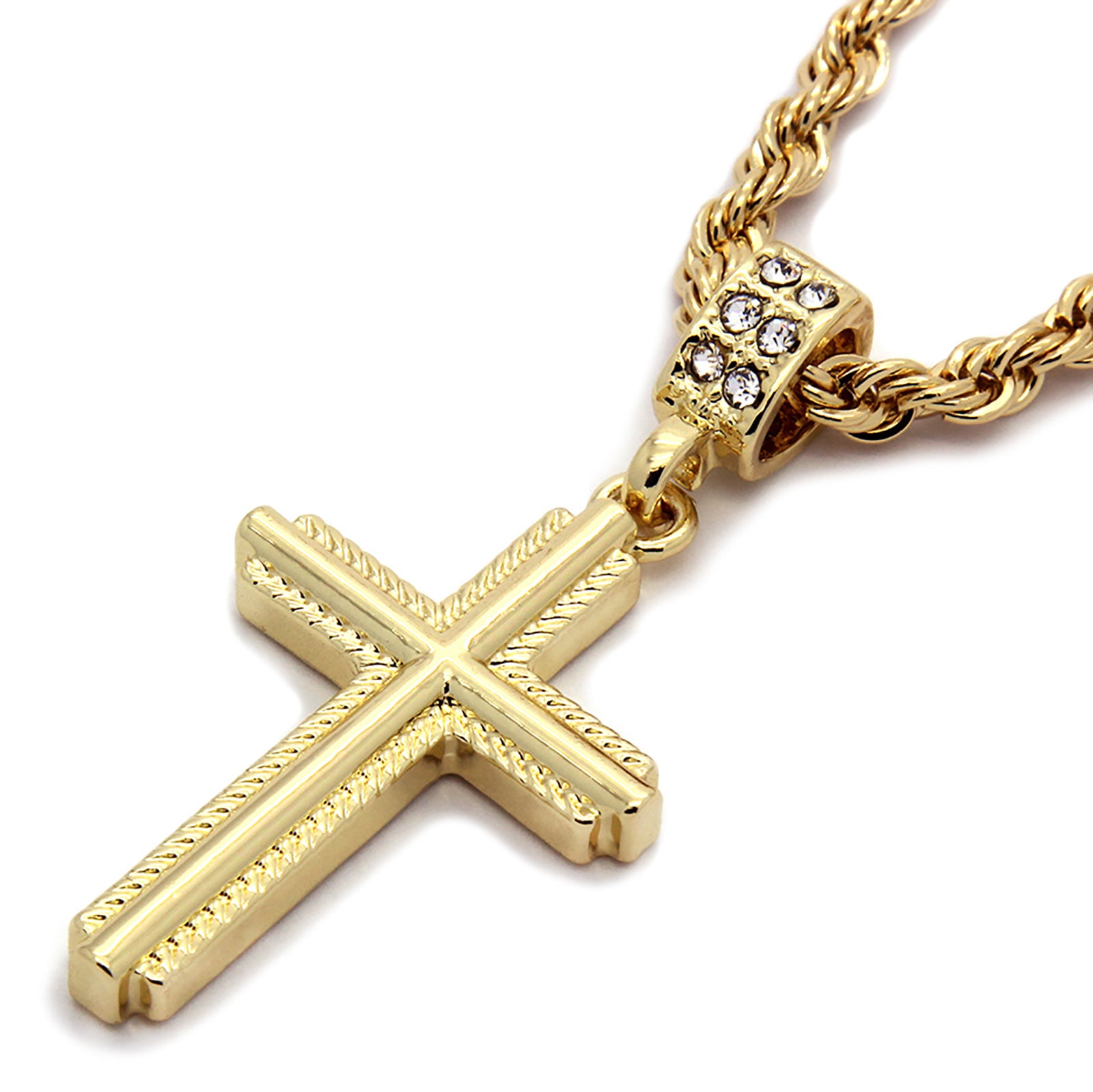 Braid Edge Cross Pendant Necklace