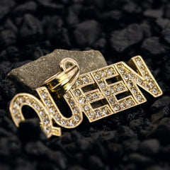 Queen Letter Pendant 18K Gold Plated 24" Rope Chain Hip Hop Jewelry