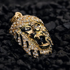 Lion Face Pendant 18K 24" Rope Chain Hip Hop Jewelry