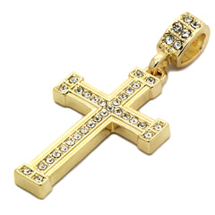 Cz Staple Edge Cross Pendant Necklace