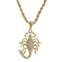 Cz Scorpion Pendant 24" Rope Chain Hip Hop 18k Jewelry Necklace