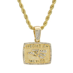 Cz Hecho En Mexico Pendant 24" Rope Chain Hip Hop 18k Jewelry Necklace