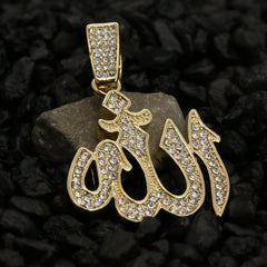 Cz Allah Pendant 24" Rope Chain Hip Hop 18k Jewelry Necklace