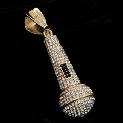 Men's Gold Plated Hip-Hop XL Fully Cz Microphone Cuban 10mm 30 & Bracelet 3pc Set