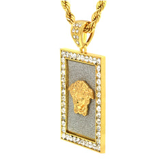 14k Gold Filled Fully Ice Out Square Medusa 1  with Rope Chain