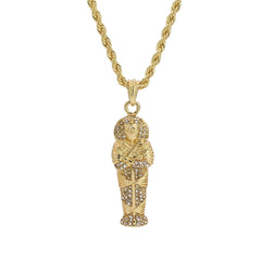 Iced Mummy Coffin Pendant 24"Rope Chain Hip Hop Style 18k Gold Plated