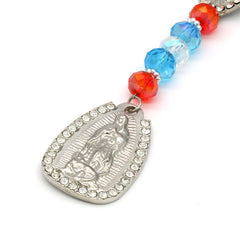8MM Multi Color Crystal Rosary Jesus Medal & Guadalupe Pendants