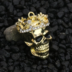 Skull Head Crown Pendant 24" Rope Chain Hip Hop Style 18k Gold Plated Necklace