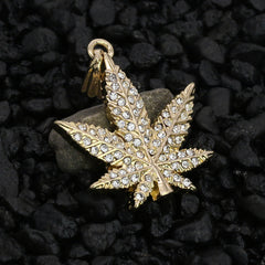 Marijuana Pendant 18K 24" Rope Chain Hip Hop Jewelry