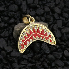 Shark Teeth Pendant 18K 24" Rope Chain Hip Hop Jewelry