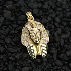 Egyptian Pharaoh King Pendant 24" Rope Chain Hip Hop Style 18k Gold Plated