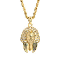 Egyptian Pharaoh King Pendant 24" Rope Chain Hip Hop Style 18k Gold Plated