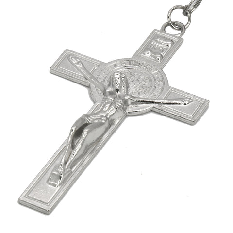 8MM BLACK/GRAY Crystal Rosary 32" & Jesus Cross Pendant