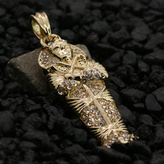 Iced Mummy Coffin Pendant 24"Rope Chain Hip Hop Style 18k Gold Plated