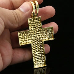 3pc Cz Large 3 Layer Cross Pendant Gold Plated 18, 20" Fully Cz Cuban Choker Chain