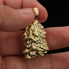 14k Gold Plated Nugget Pendant 6mm 24" Frost Cuban Chain Necklace