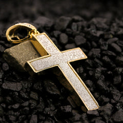 Stardust Cross Pendant 30" Rope Chain Hip Hop Style 18k Gold Plated