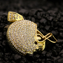 Iced Football Helmet Pendant 30" Rope Chain Hip Hop Style 18k Gold Plated