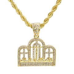 Last Supper Temple Pendant 30" Rope Chain Hip Hop Style 18k Gold Plated