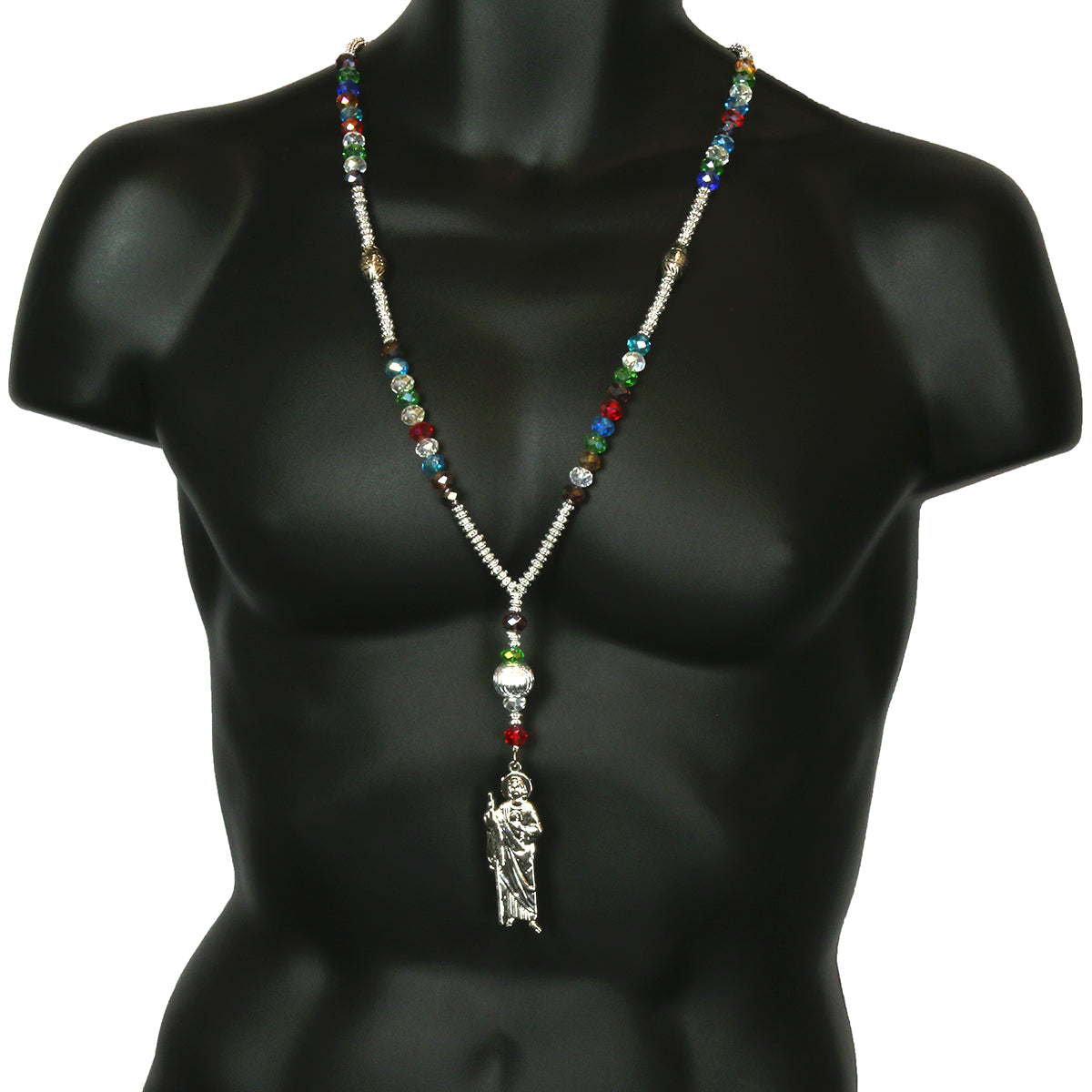 8MM Multi Color Crystal Rosary With SanJudas Pendant